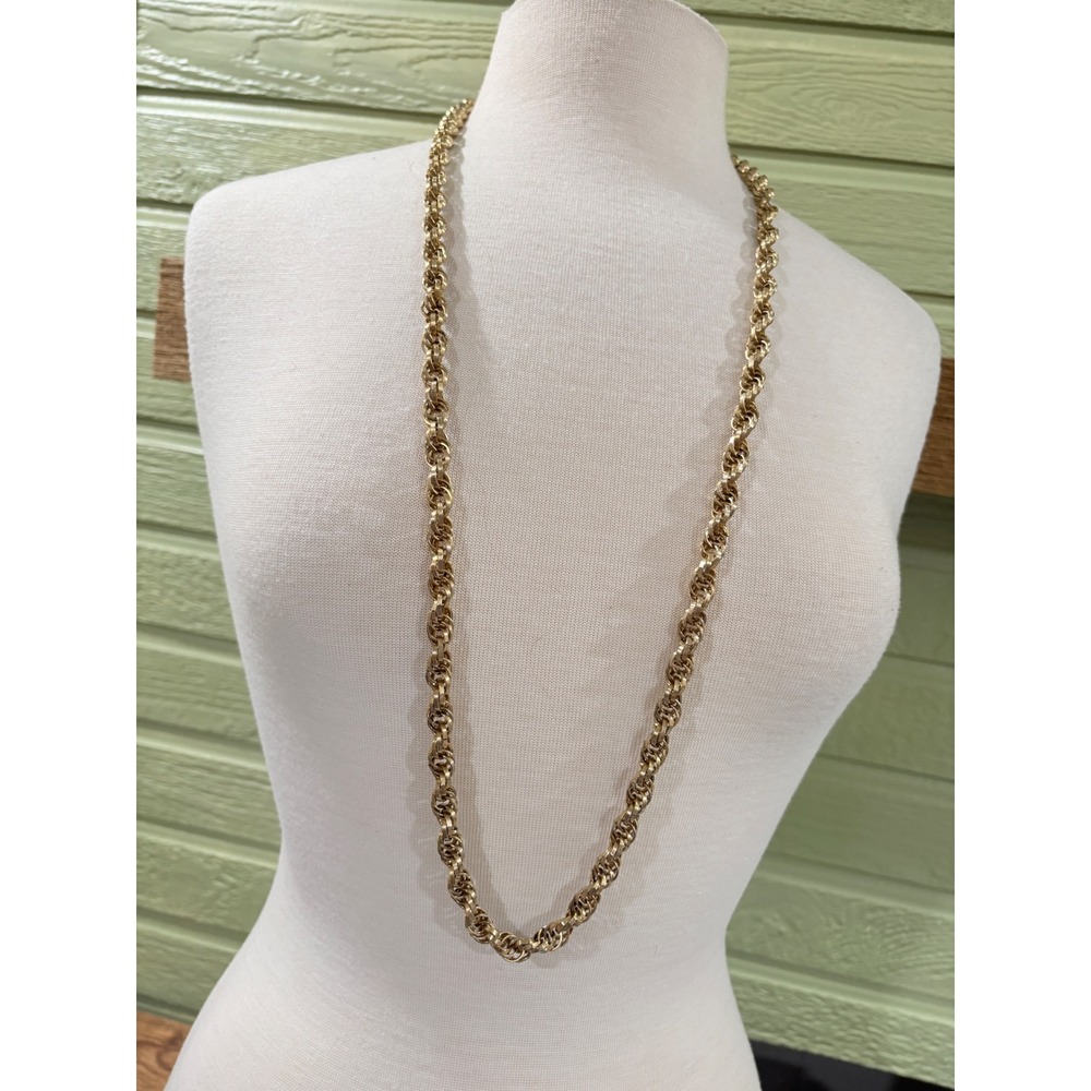 Park‎ Lane Vintage Gold Tone Textured Double Link Long Rope Chain Necklace